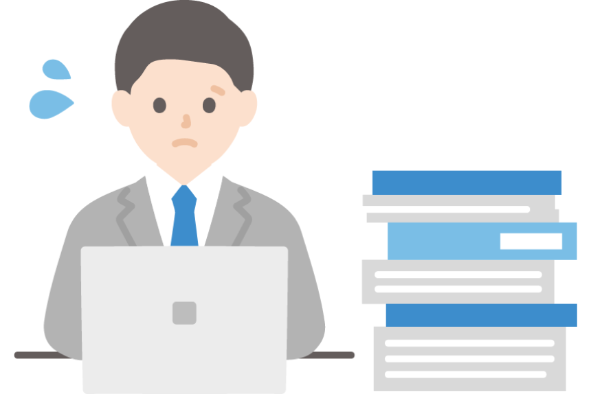 忙しくて脆弱性への対応が追いつかない担当者をイメージした画像